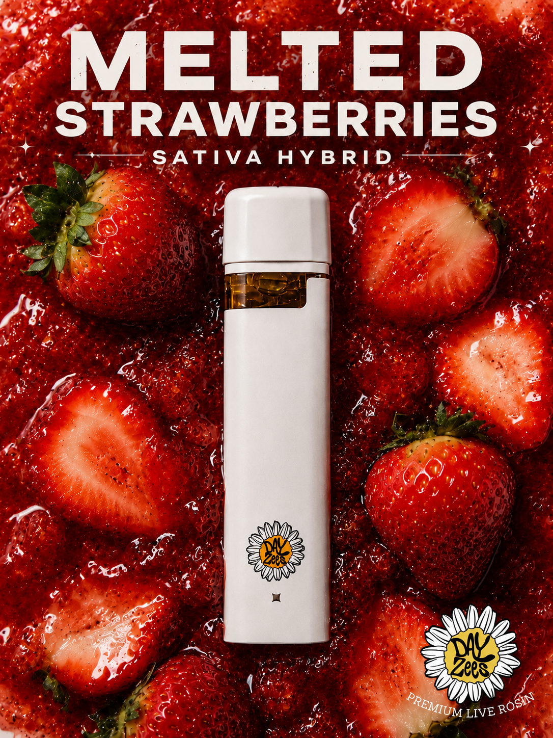 Melted Strawberries Dayzees live rosin vape flavor artwork