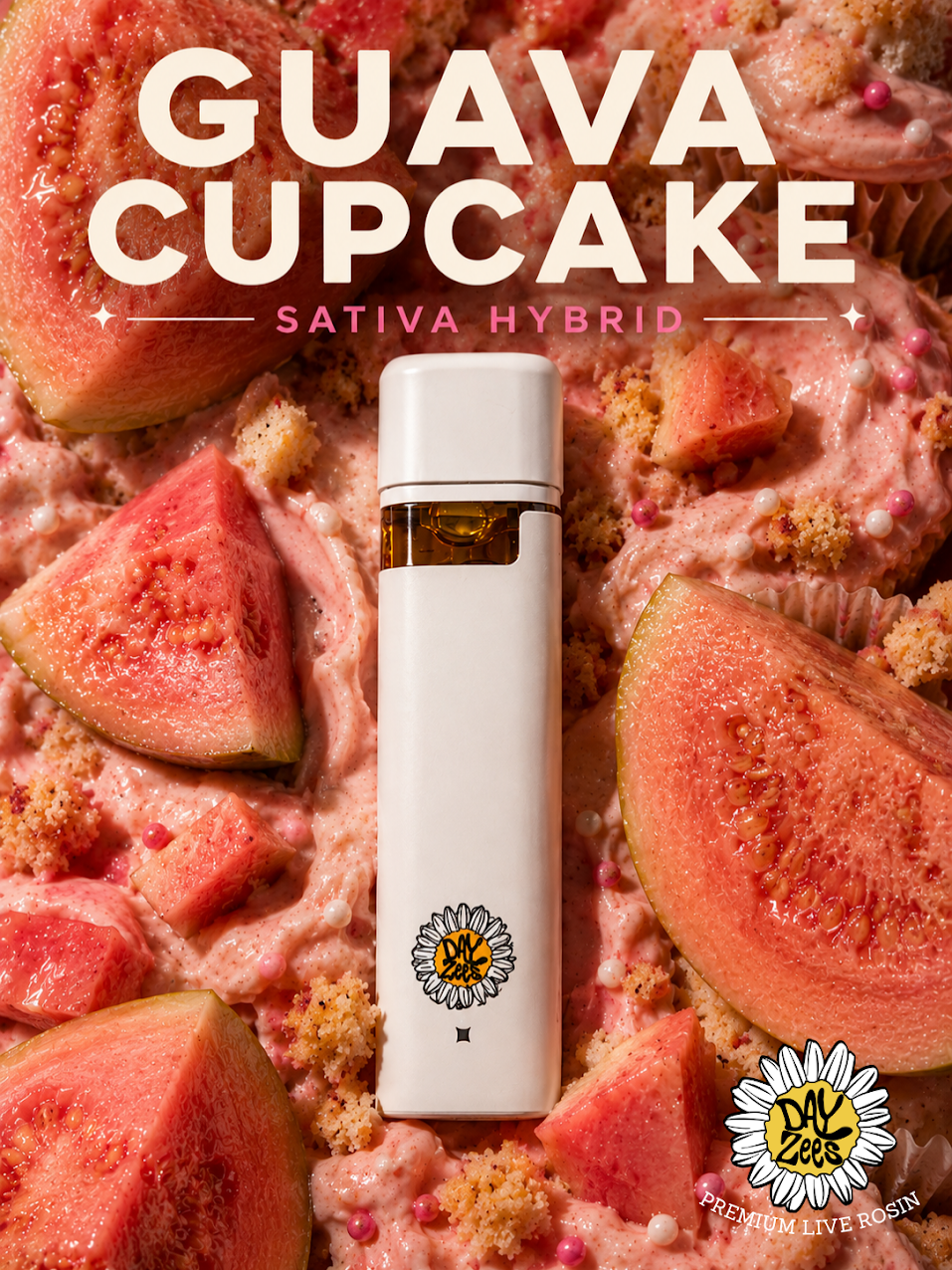Guava Cupcake Dayzees live rosin vape flavor artwork